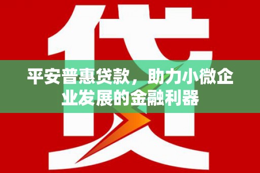 铜仁平安普惠贷款，助力小微企业发展的金融利器