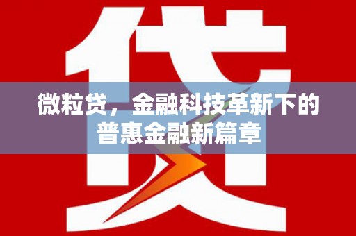 铜仁微粒贷，金融科技革新下的普惠金融新篇章