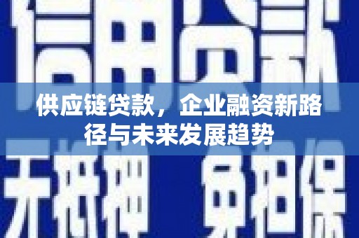 铜仁供应链贷款，企业融资新路径与未来发展趋势