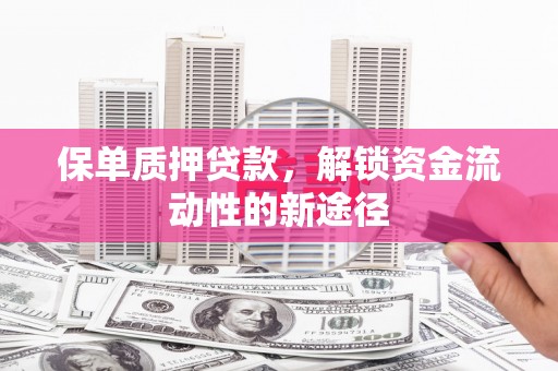 铜仁保单质押贷款，解锁资金流动性的新途径