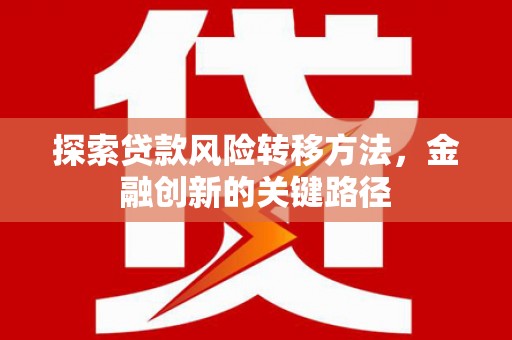 铜仁探索贷款风险转移方法，金融创新的关键路径
