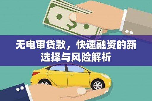 铜仁无电审贷款，快速融资的新选择与风险解析