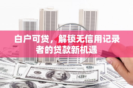 铜仁白户可贷，解锁无信用记录者的贷款新机遇
