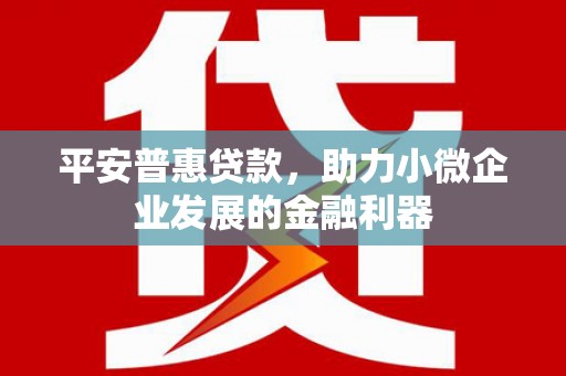 铜仁平安普惠贷款，助力小微企业发展的金融利器