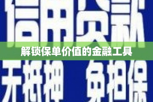 铜仁解锁保单价值的金融工具
